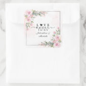 愛は決して聖書の聖句ピンクの花の緑を失敗しない スクエアシール (バッグ)