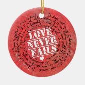 愛は決して聖書の詩1のCorinthiansの13:4 - 8 --を失敗しません セラミックオーナメント (正面)