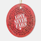 愛は決して聖書の詩1のCorinthiansの13:4 - 8 --を失敗しません セラミックオーナメント (左)