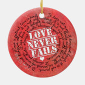 愛は決して聖書の詩1のCorinthiansの13:4 - 8 --を失敗しません セラミックオーナメント (裏面)