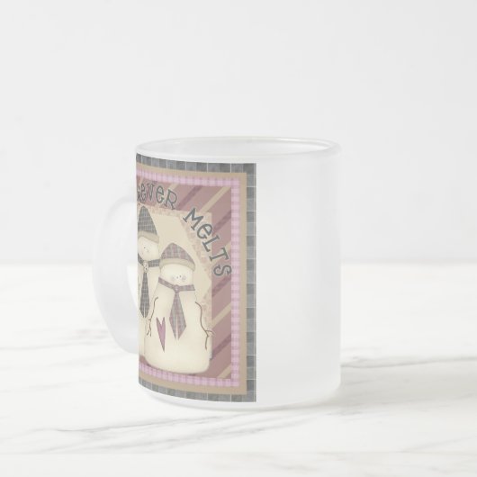 愛は決して雪だるまのマグを溶かしません フロストグラスマグカップ (正面左)