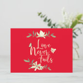 愛は決して1つのCorinthiansの聖書の聖なる書物、経典を失敗しません サンキューカード (スタンド正面)