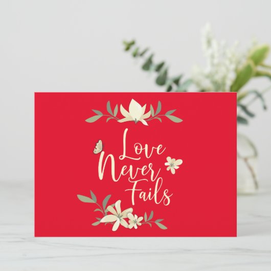 愛は決して1つのCorinthiansの聖書の聖なる書物、経典を失敗しません サンキューカード (スタンド正面)