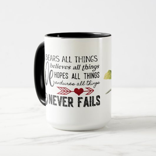 愛は決して15のoz (鳥)ショウジョウコウカンチョウを失敗しません。 マグ (正面左)