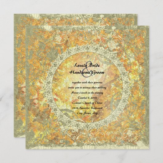 愛は炎の詩の秋の火の結婚式の招待です 招待状 (正面/裏面)