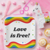 愛は無料:レインボープライドスクエア紙プレート ペーパープレート (パーティー)