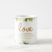 愛は無条件、ピンクのバラ コーヒーマグカップ (中央)