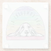 愛は犬のすべての虹のバセットハウンドを征服する ガラスコースター (裏面)