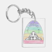 愛は犬のすべての虹のバセットハウンドを征服する キーホルダー (正面左)