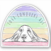 愛は犬のすべての虹のバセットハウンドを征服する シール (正面)