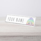 愛は犬のすべての虹のバセットハウンドを征服する デスクネームプレート (正面)