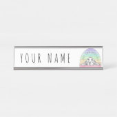 愛は犬のすべての虹のバセットハウンドを征服する デスクネームプレート (正面)