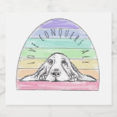 愛は犬のすべての虹のバセットハウンドを征服する ビールラベル (シングルラベル)