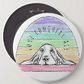 愛は犬のすべての虹のバセットハウンドを征服する 缶バッジ (正面&裏面)