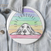 愛は犬のすべての虹のバセットハウンドを征服する 缶バッジ (インサイチュ)