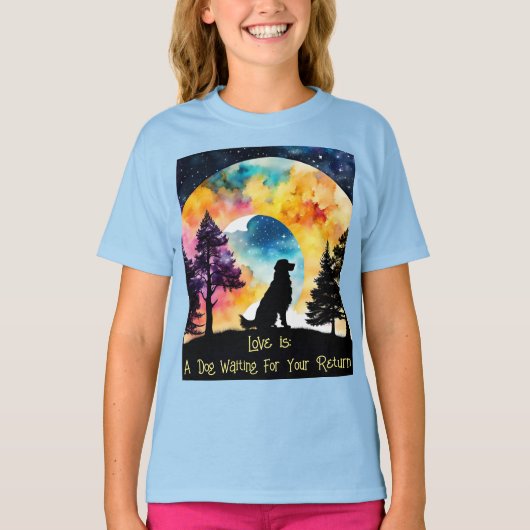愛は犬の水色 Tシャツ (正面)