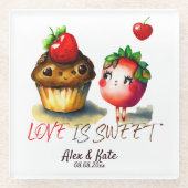 愛は甘いおもしろい ガラスコースター (正面)