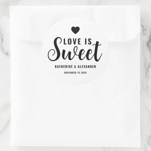 愛は甘いエレガントパーソナライズされた結婚式の引き出物 ラウンドシール (バッグ)