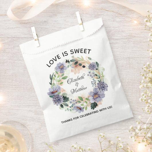 愛は甘いエレガントフローラ結婚リース フェイバーバッグ (クリップ留めされた状態)