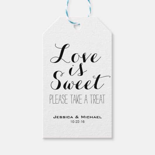 愛は甘いカスタム結婚式キャンディビュッフェの好意 ギフトタグ (正面)