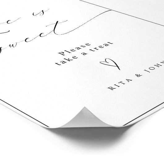 愛は甘いキャンディビュッフェ結婚のデザートサイン ポスター (角)