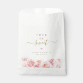 愛は甘いスクリプト金ゴールド&赤面フローラ結婚の フェイバーバッグ (正面)