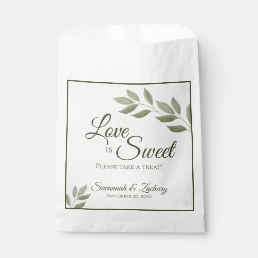愛は甘いセージ緑葉の結婚 フェイバーバッグ (正面)