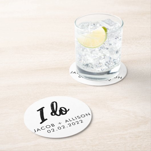 愛は甘いチョコエレガント結婚式の引き出物私がする ラウンドペーパーコースター (インサイチュ)