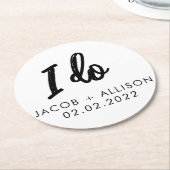 愛は甘いチョコエレガント結婚式の引き出物私がする ラウンドペーパーコースター (アングル)