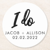 愛は甘いチョコエレガント結婚式の引き出物私がする ラウンドペーパーコースター (正面)