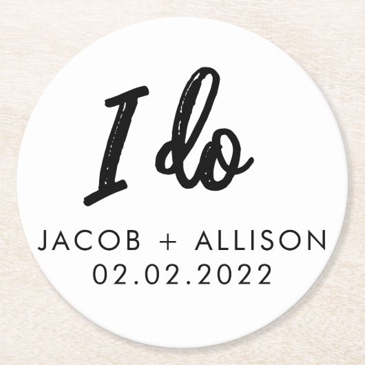 愛は甘いチョコエレガント結婚式の引き出物私がする ラウンドペーパーコースター (正面)