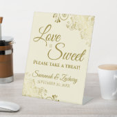 愛は甘いテイクアトリート金ゴールドレースアイボリークリーム 台座サイン (インサイチュ)