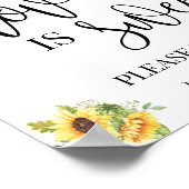 愛は甘いデザートテーブルの結婚ひまわりサイン ポスター (角)