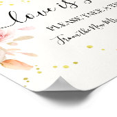 愛は甘いデザートテーブル結婚のフローラのサイン ポスター (角)