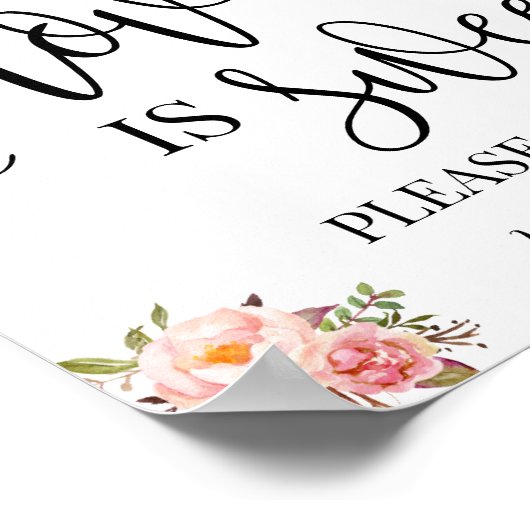 愛は甘いデザートテーブル結婚の看板のピンク ポスター (角)