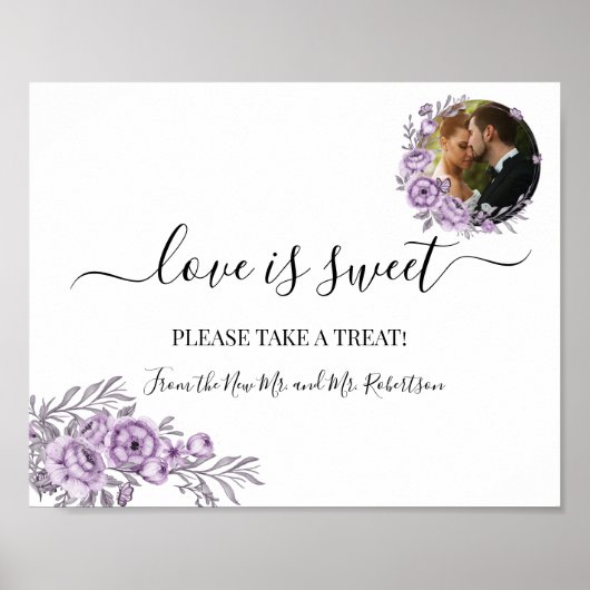 愛は甘いデザートテーブル結婚の緑のサイン ポスター (正面)