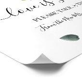 愛は甘いデザートテーブル結婚の緑のサイン ポスター (角)