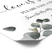 愛は甘いデザートテーブル結婚の緑のサイン ポスター (角)