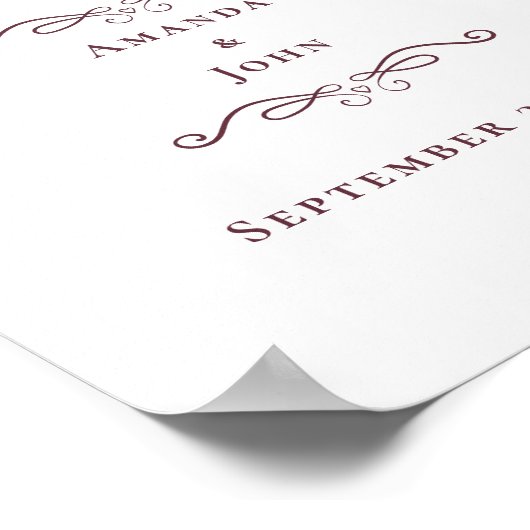 愛は甘いトリートエレガントな結婚式の好意バーガンディ ポスター (角)