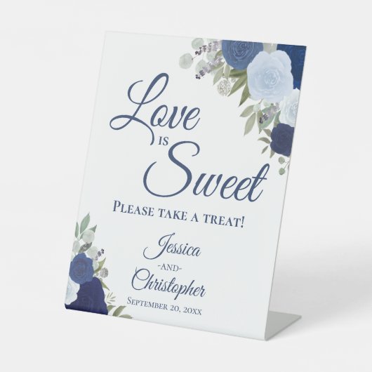 愛は甘いトリートダスティブルー&ネイビーバラ 台座サイン (正面)