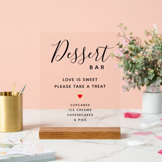 愛は甘いトリートデザート結婚のバー アクリルサイン (ウェディング)
