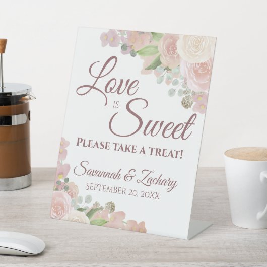 愛は甘いトリートピンクのフローラ結婚 台座サイン (インサイチュ)