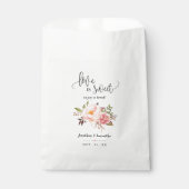 愛は甘いトリートピンクの花の結婚式を楽しむ フェイバーバッグ (正面)