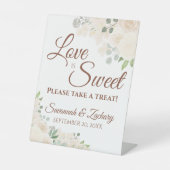 愛は甘いトリートピーチ淡い色のボホ結婚の 台座サイン (正面)