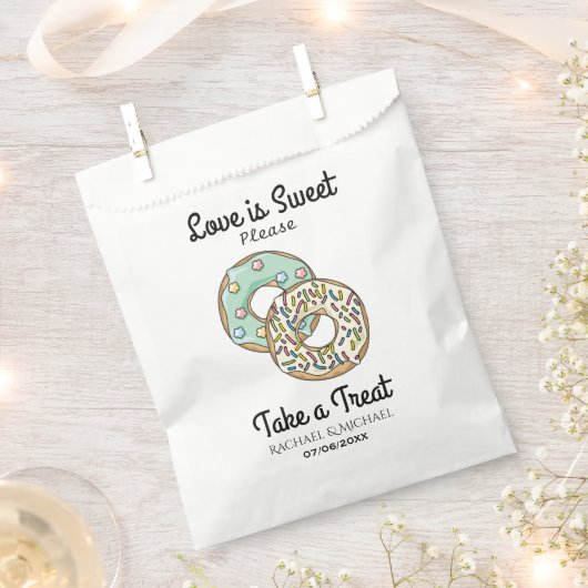 愛は甘いドーナツのカスタムウェディングを取る フェイバーバッグ (クリップ留めされた状態)