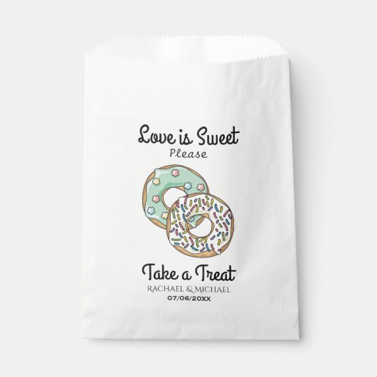 愛は甘いドーナツのカスタムウェディングを取る フェイバーバッグ (正面)
