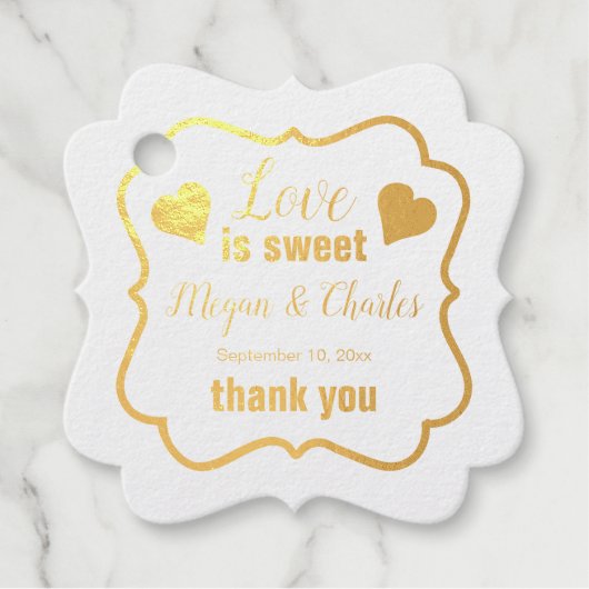 愛は甘いハートの結婚引用文ありがとう フェイバータグ (正面)