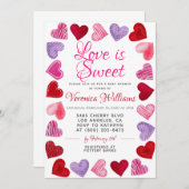 愛は甘いバレンタインのベビーシャワー招待状 招待状 (正面/裏面)