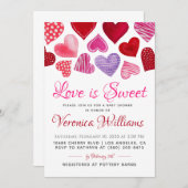 愛は甘いバレンタインのベビーシャワー招待状 招待状 (正面/裏面)