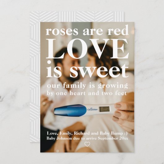 愛は甘いバレンタインの妊娠の露呈写真 案内状 (正面/裏面)